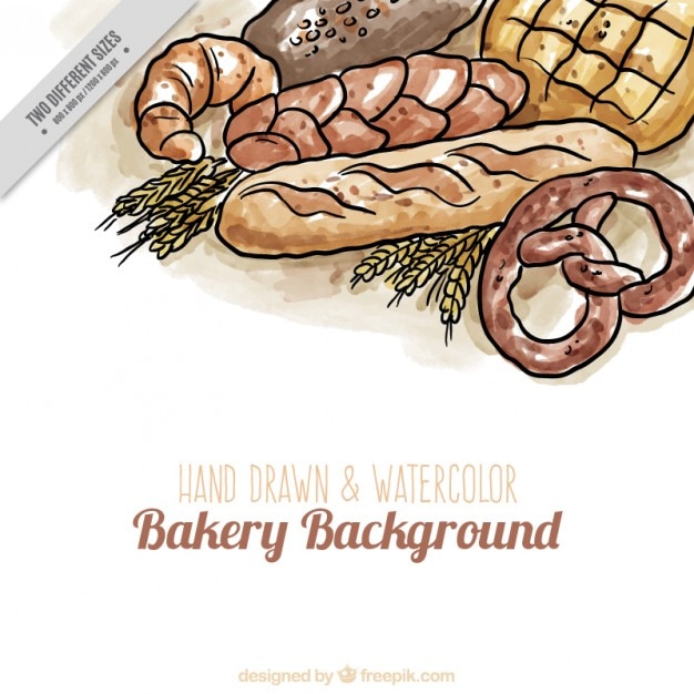 Vecteur gratuit dessinés à la main des produits de boulangerie fond