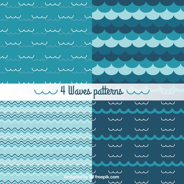 Dessinés à la main vagues motifs en couleur bleue