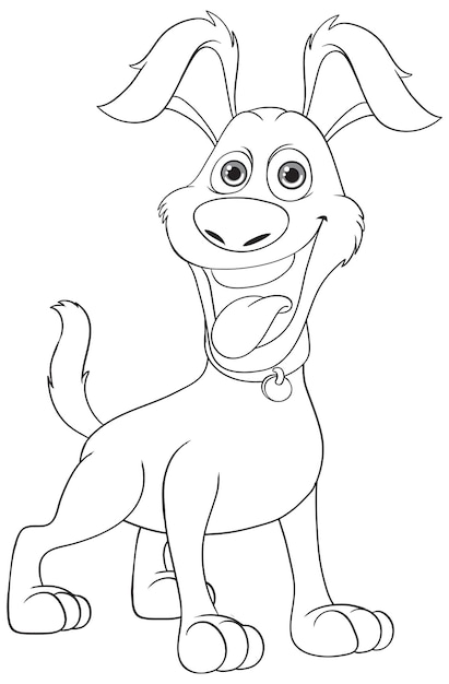 Vecteur gratuit des dessins animés de chiens excités à colorier