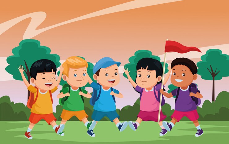 Vecteur gratuit dessins animés pour enfants et camps d&#39;été