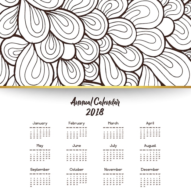 Dessins De Calendrier Coloré Dessinés à La Main De Dessin Au Trait