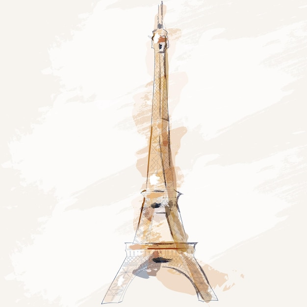 Dessins créatifs aquarelle vecteur Tour Eiffel