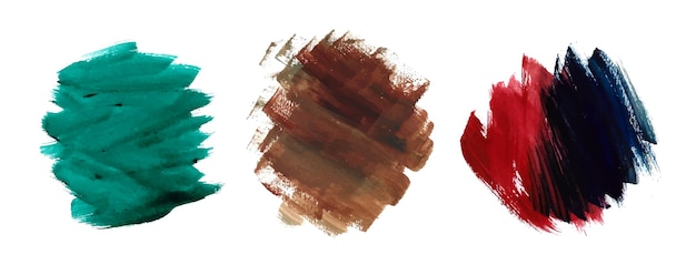 Dessins décoratifs de coup de pinceau aquarelle coloré set vector