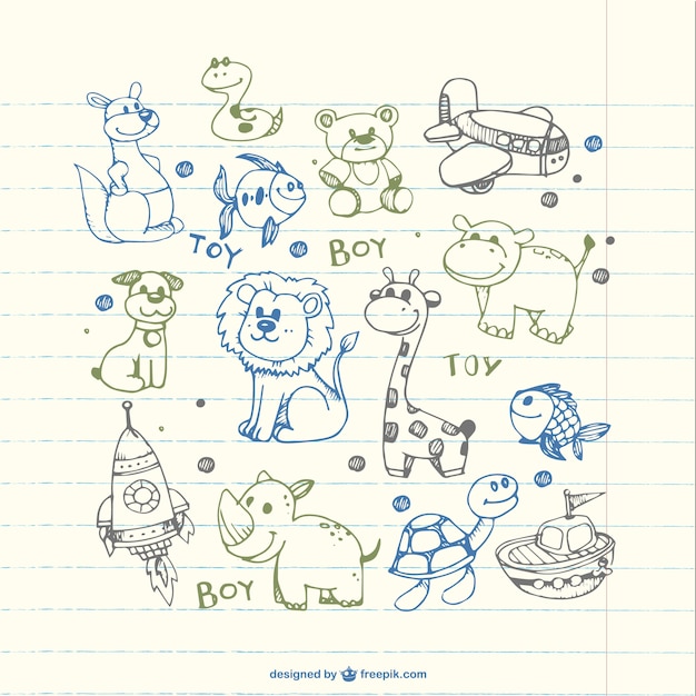 Vecteur gratuit dessins de l'enfant des animaux