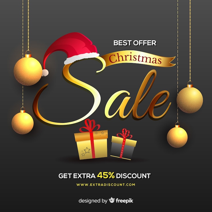 Vecteur gratuit détails de fond de vente de noël d&#39;or