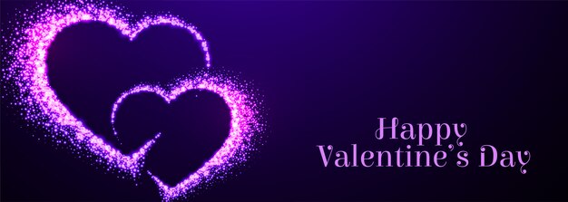Deux cœurs violets étincelants pour la Saint-Valentin