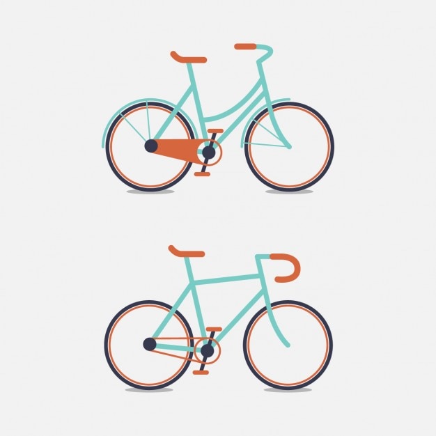 Vecteur gratuit deux conception de vélo de couleur