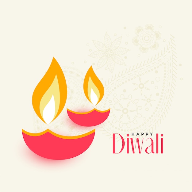 Deux Diwali Diya Sur Fond Blanc