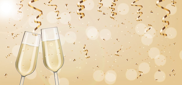 Verre De Champagne Realiste Or Conffeti Fete Saint Valentin Carte D Anniversaire Illustration De Fond Rose Vecteur Premium Verre De Champagne Realiste Or Conffeti Fete Saint Valentin Carte D Anniversaire Illustration De Fond Rose Vecteur Premium