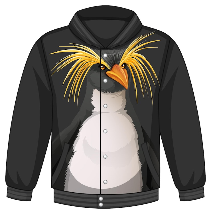 Vecteur gratuit devant du blouson aviateur à motif pingouin