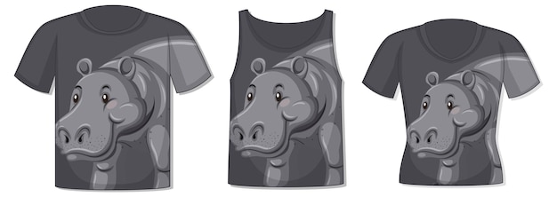 Devant Du T-shirt Avec Modèle Hippopotame