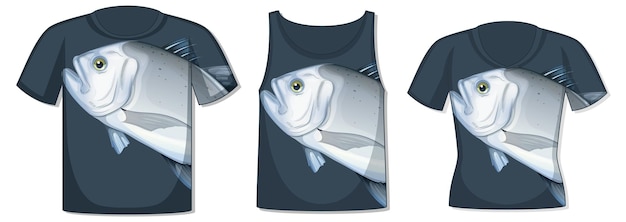 Devant du t-shirt avec modèle de poisson carangue géant