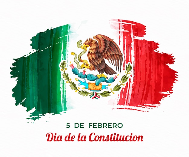 Día de la constitución avec drapeau aquarelle