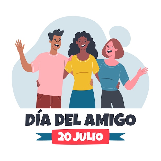 Vecteur gratuit dia del amigo dessiné à la main - illustration 20 de julio