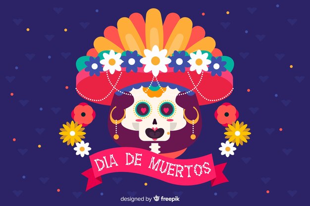 Dia de muertos background au design plat