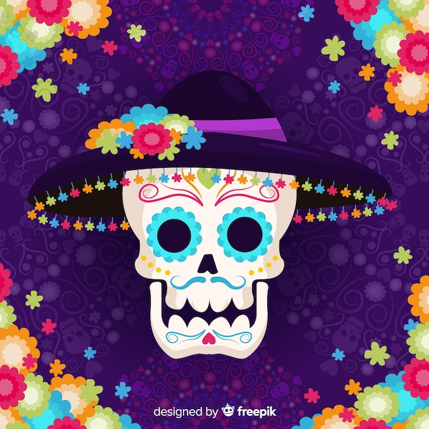 Día de muertos concept avec fond design plat