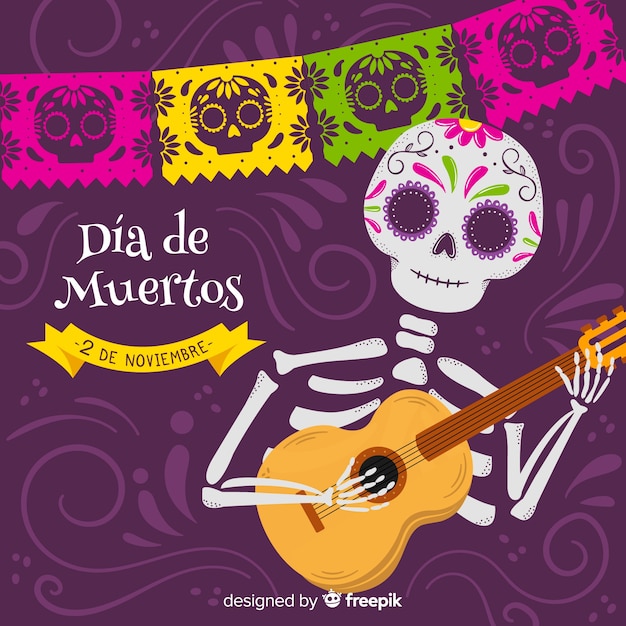 Dia De Muertos Fond Dessiné à La Main