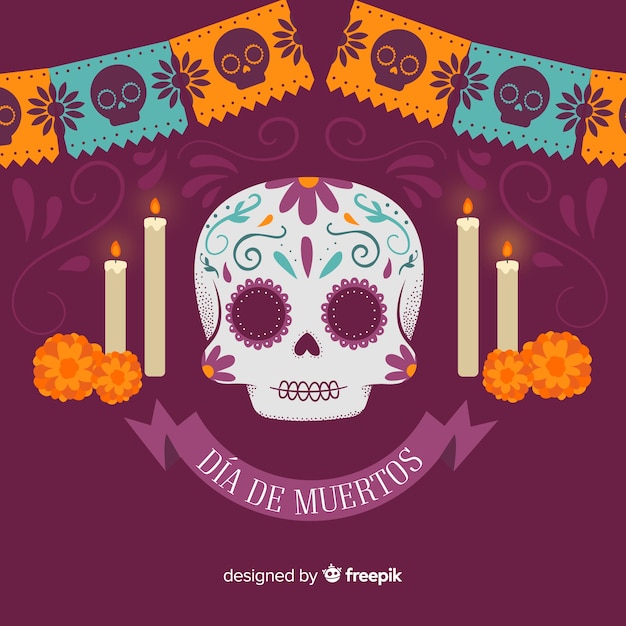 Vecteur gratuit dia de muertos fond dessiné à la main