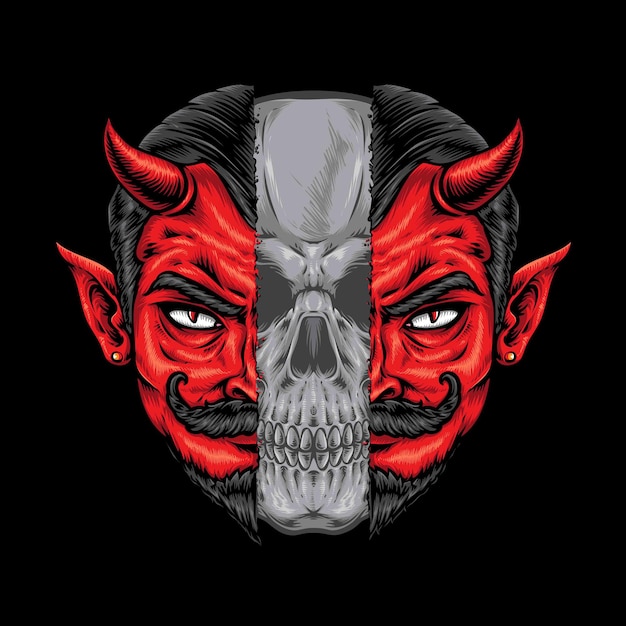 Diable rouge avec vecteur de crâne