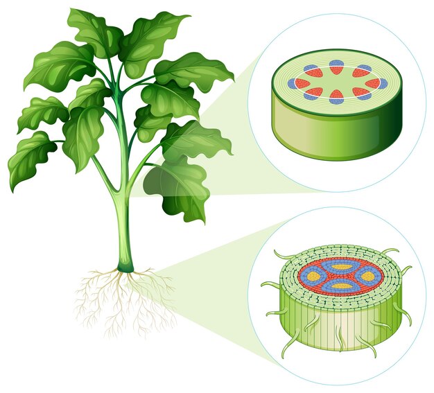 Diagramme montrant les cellules souches et racinaires