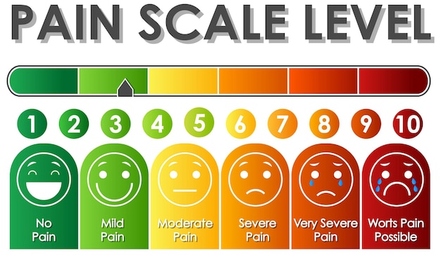 Diagramme montrant le niveau de l'échelle de douleur avec différentes couleurs