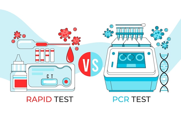 Vecteur gratuit différences et similitudes entre les tests rapides et pcr