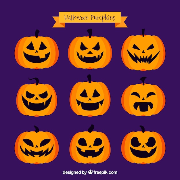 Différentes Expressions émotionnelles De Jackolantern