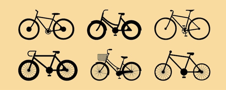 Vecteur gratuit différents modèles et styles de vélos pour les cyclistes à choisir en fonction de l'âge et de l'utilisation vélo d'illustration de dessin animé de vecteur isolé sur fond blanc