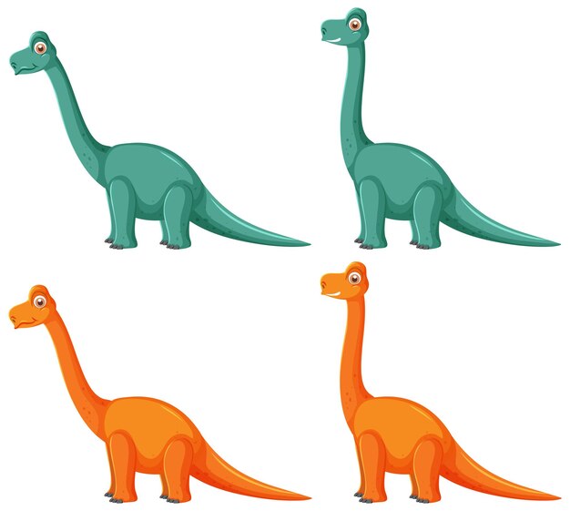 Vecteur gratuit différents personnages de dessins animés de dinosaures apatosaurus mignons