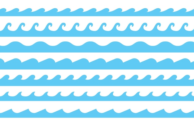 Différents styles de bordures de motifs de vagues de la mer