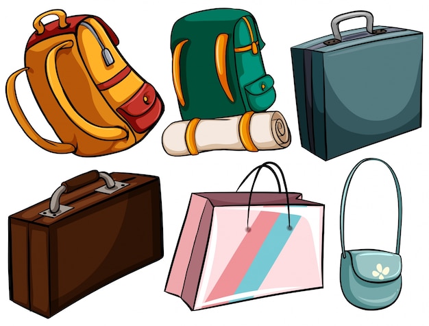 Vecteur gratuit différents types d'illustration de sacs