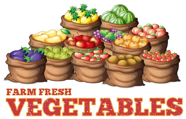 Vecteur gratuit différents types de légumes frais