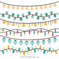 Vecteur gratuit différents types de lumières de noël