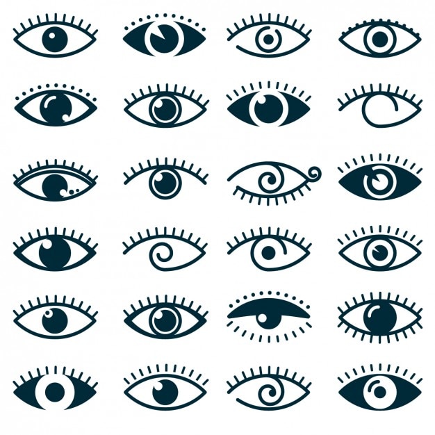 Vecteur gratuit différents yeux icône collection