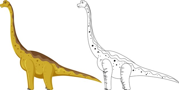 Vecteur gratuit dinosaure brachiosaurus avec son contour de doodle sur fond blanc