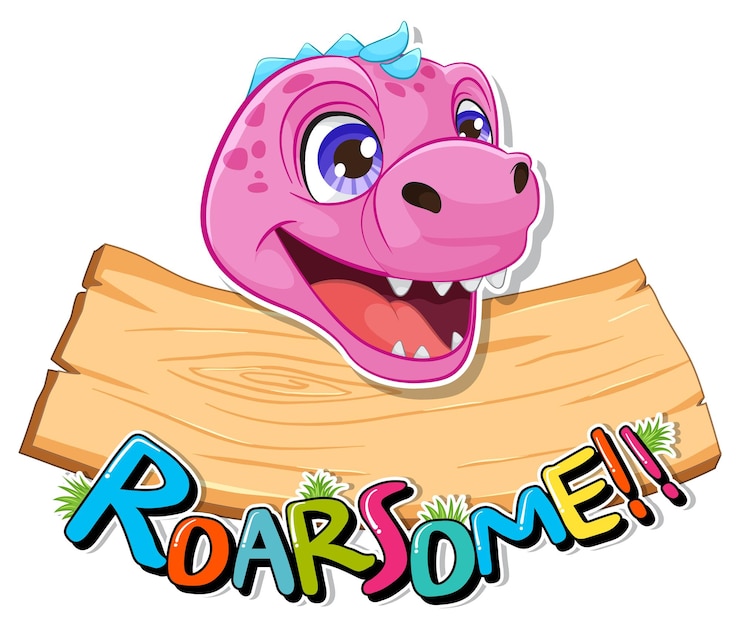 Vecteur gratuit un dinosaure joyeux avec un jeu de mots