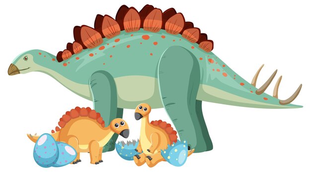 Dinosaure stégosaure mignon et bébé