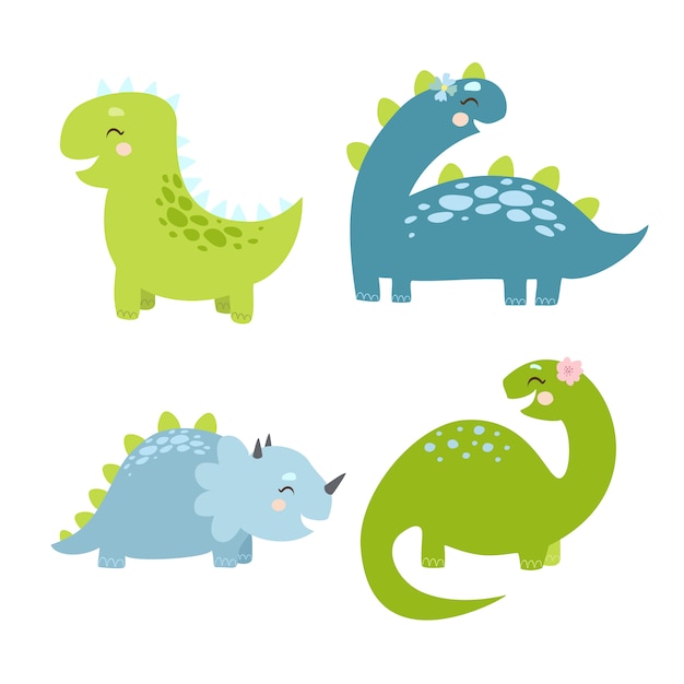 dinosaures, ensemble, isolé