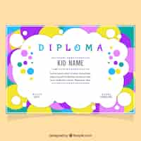 Vecteur gratuit diplôme pour les enfants avec des cercles colorés