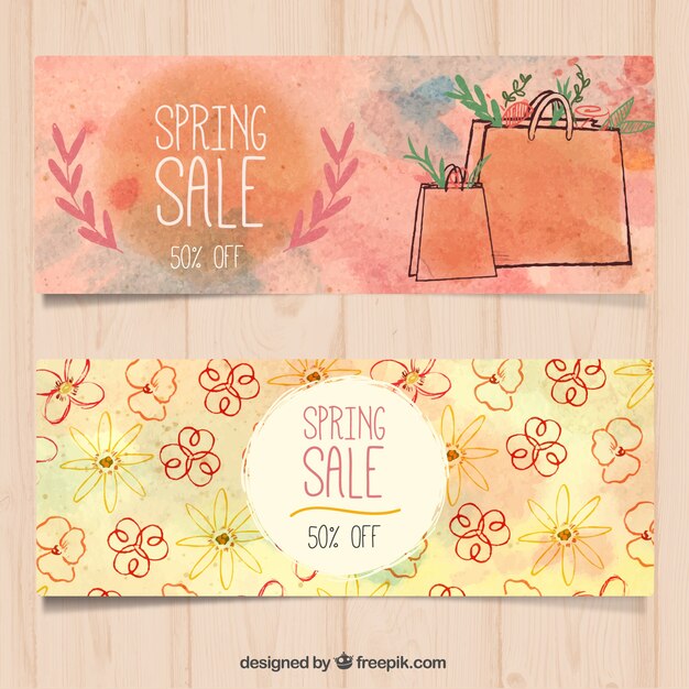 Discount bannières aquarelle de printemps