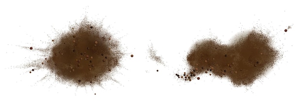 Dispersion de graines et de poudre de poivre noir