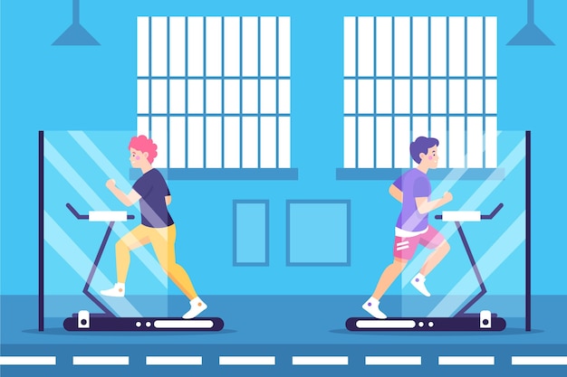 Vecteur gratuit distance sociale dans le concept de gym