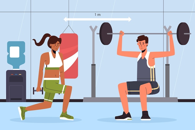 Distance Sociale Dans Le Concept De Gym