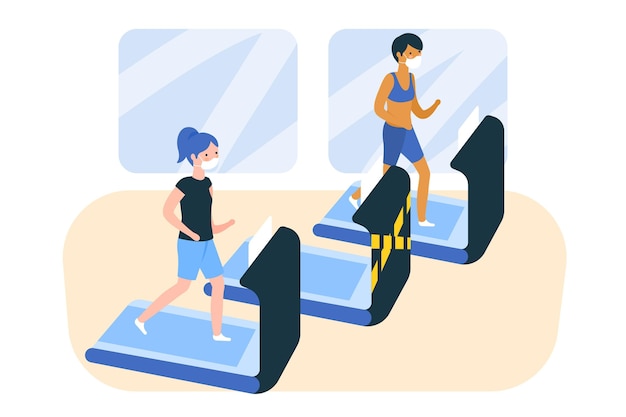 Vecteur gratuit distance sociale dans le concept de gym