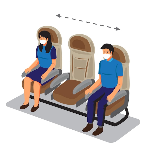 Vecteur gratuit distance sociale entre les passagers