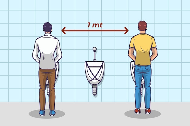 Vecteur gratuit distanciation sociale dans les toilettes publiques