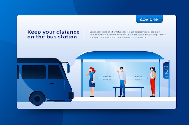 Vecteur gratuit distanciation sociale dans les transports publics