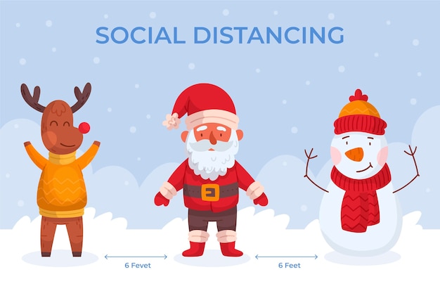 Distanciation Sociale Avec Les Personnages De Noël