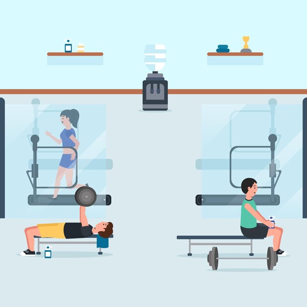 Distanciation sociale pour les personnes au gymnase