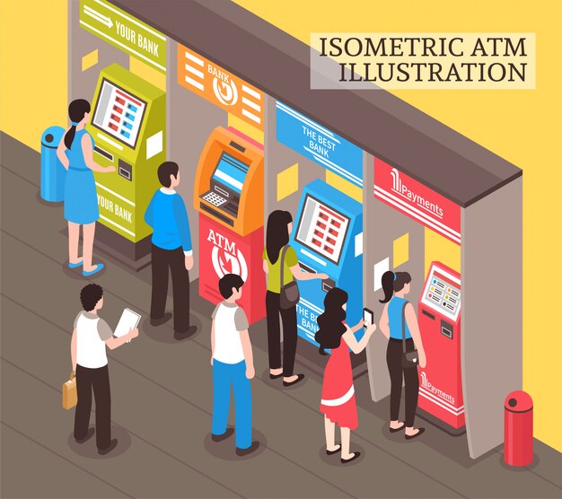 Distributeurs automatiques ATM isométrique
